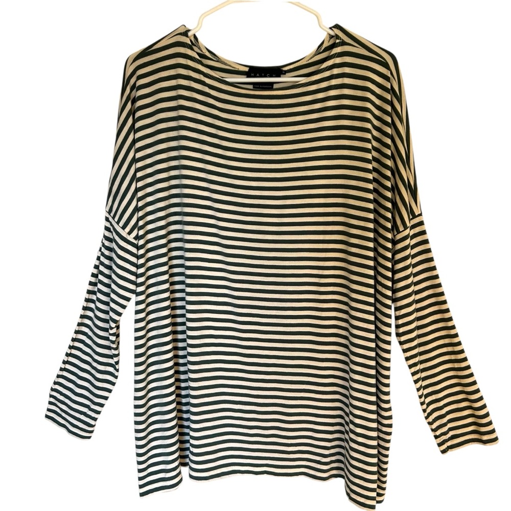 Hatch Black and Cream Striped Long Sleeve Tee